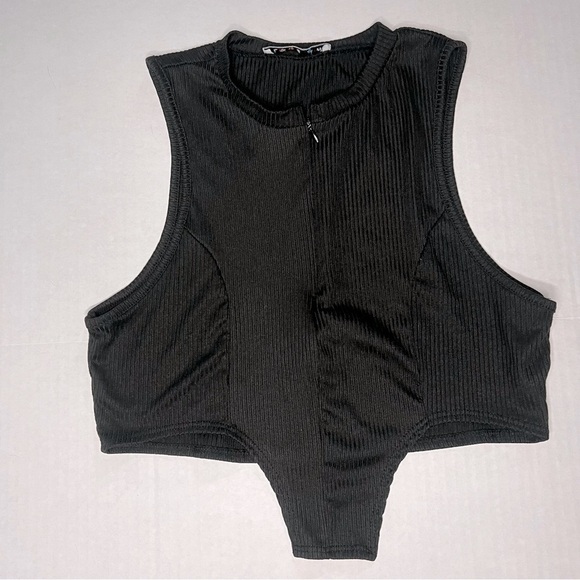 Love j zipper crop tank top black size medium - Picture 1 of 7